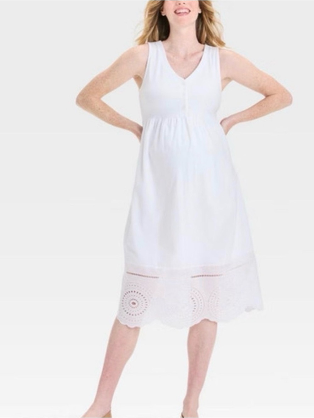 Isabel Maternity by Ingrid & Isabel Eyelet Midi Maternity Dress